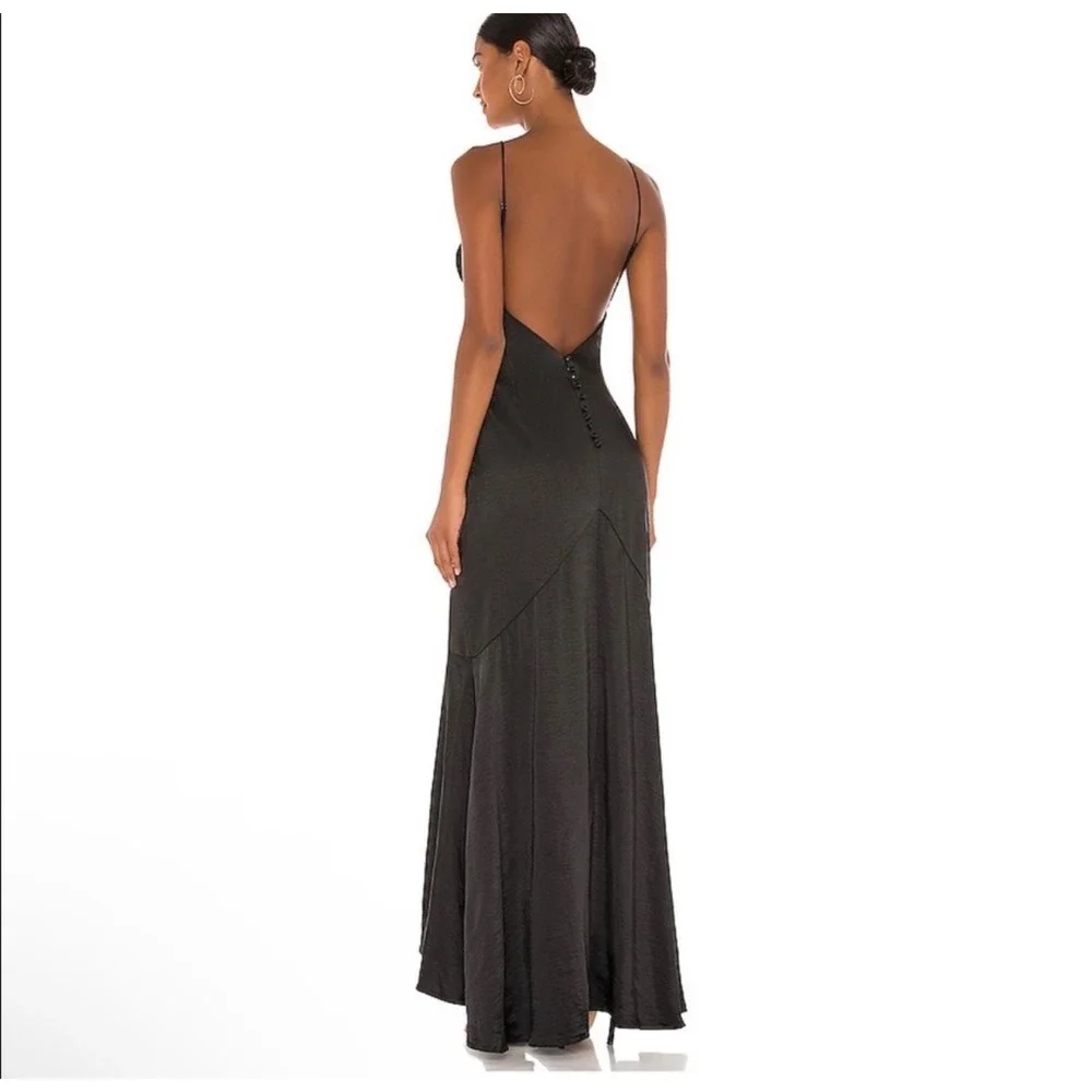 Elliatt Felecia Black Hammered Satin Maxi‎ Gown Sz Small NWT Retail $298